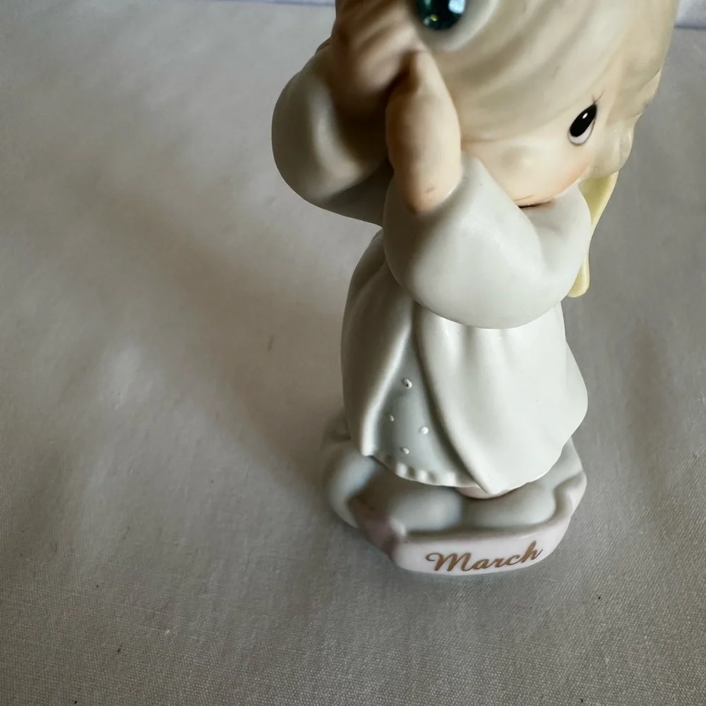 Precious Moments March Angel Figurine - White and Cream